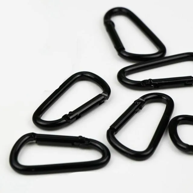 10 PCS D-shaped Aluminum Carabiner Outdoor Hanging Buckle Water Bottle Buckle(Black)