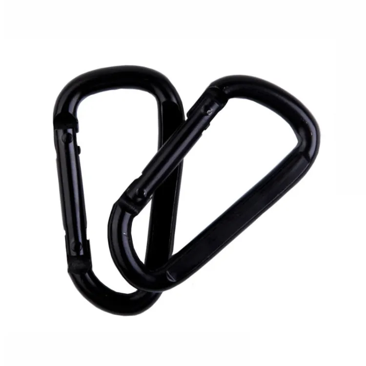 10 PCS D-shaped Aluminum Carabiner Outdoor Hanging Buckle Water Bottle Buckle(Black)