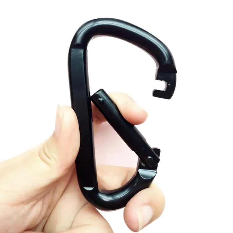 10 PCS D-shaped Aluminum Carabiner Outdoor Hanging Buckle Water Bottle Buckle(Black)