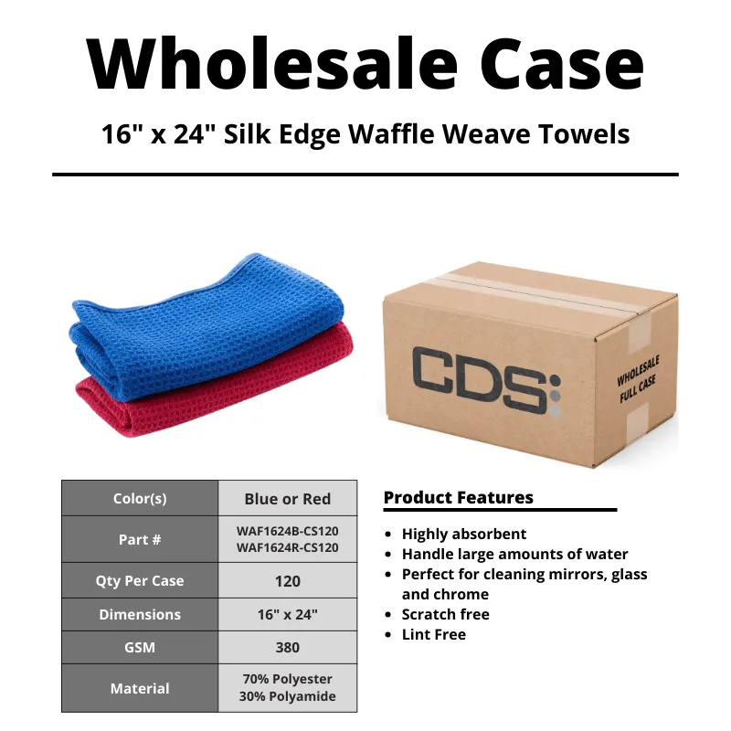 16" x 24" Silk Edge Waffle Weave Towels [Case of 120]
