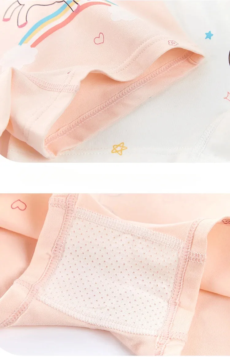 4PCS Girls Cute Unicorn Print Panties Kid Cotton Soft Antibacterial Knickers 2 y Young Children Underwear Thin Breathable Briefs