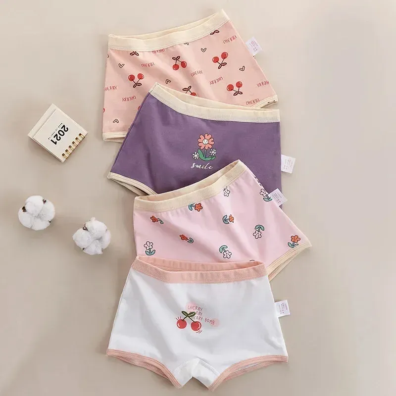 4PCS Girls Cute Unicorn Print Panties Kid Cotton Soft Antibacterial Knickers 2 y Young Children Underwear Thin Breathable Briefs