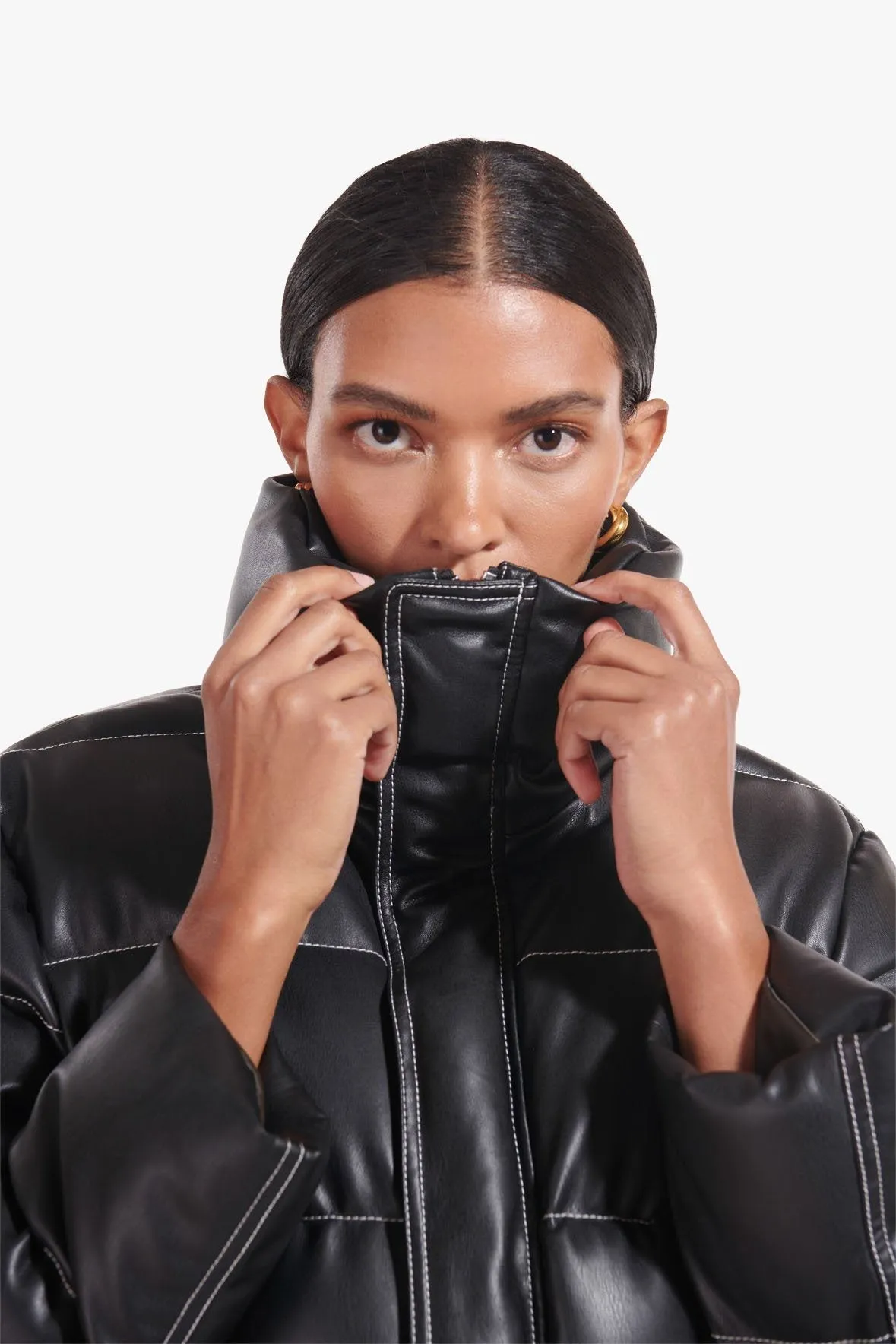 ACE COAT | BLACK VEGAN LEATHER