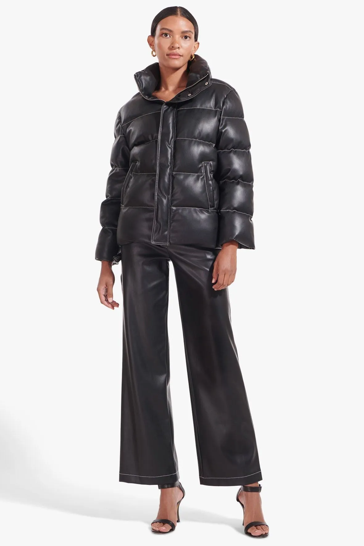ACE COAT | BLACK VEGAN LEATHER