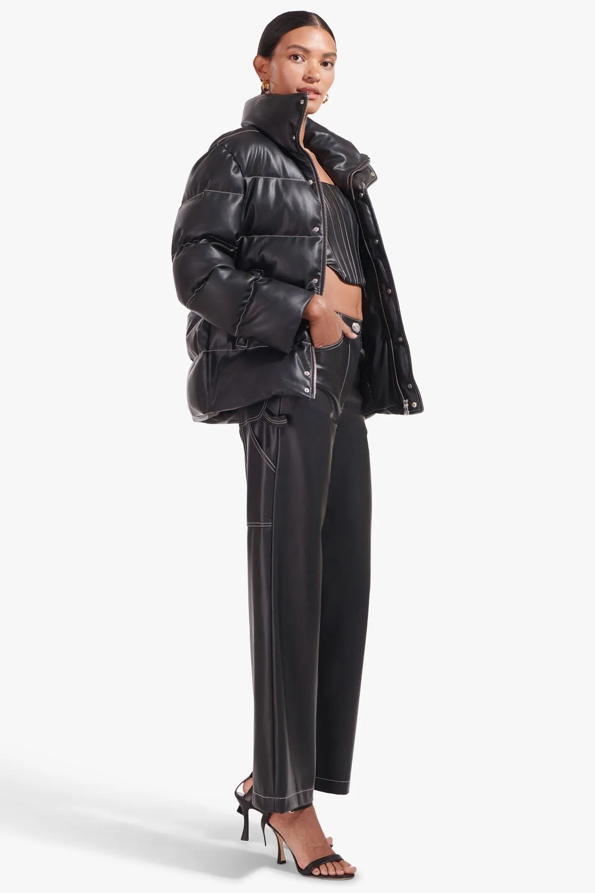 ACE COAT | BLACK VEGAN LEATHER