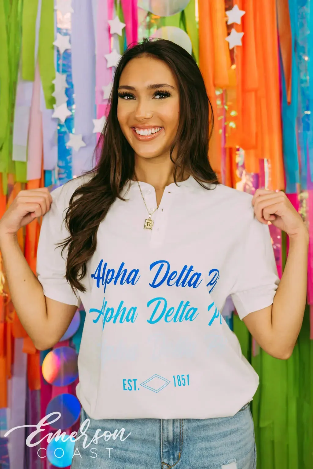 Alpha Delta Pi Repeating Short Sleeve Henley