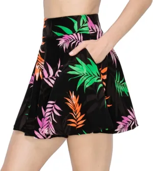 ALWAYS Women's Flared Mini Skater Skirt - High Waist Casual Stretch Basic Pleated Tennis Skirt