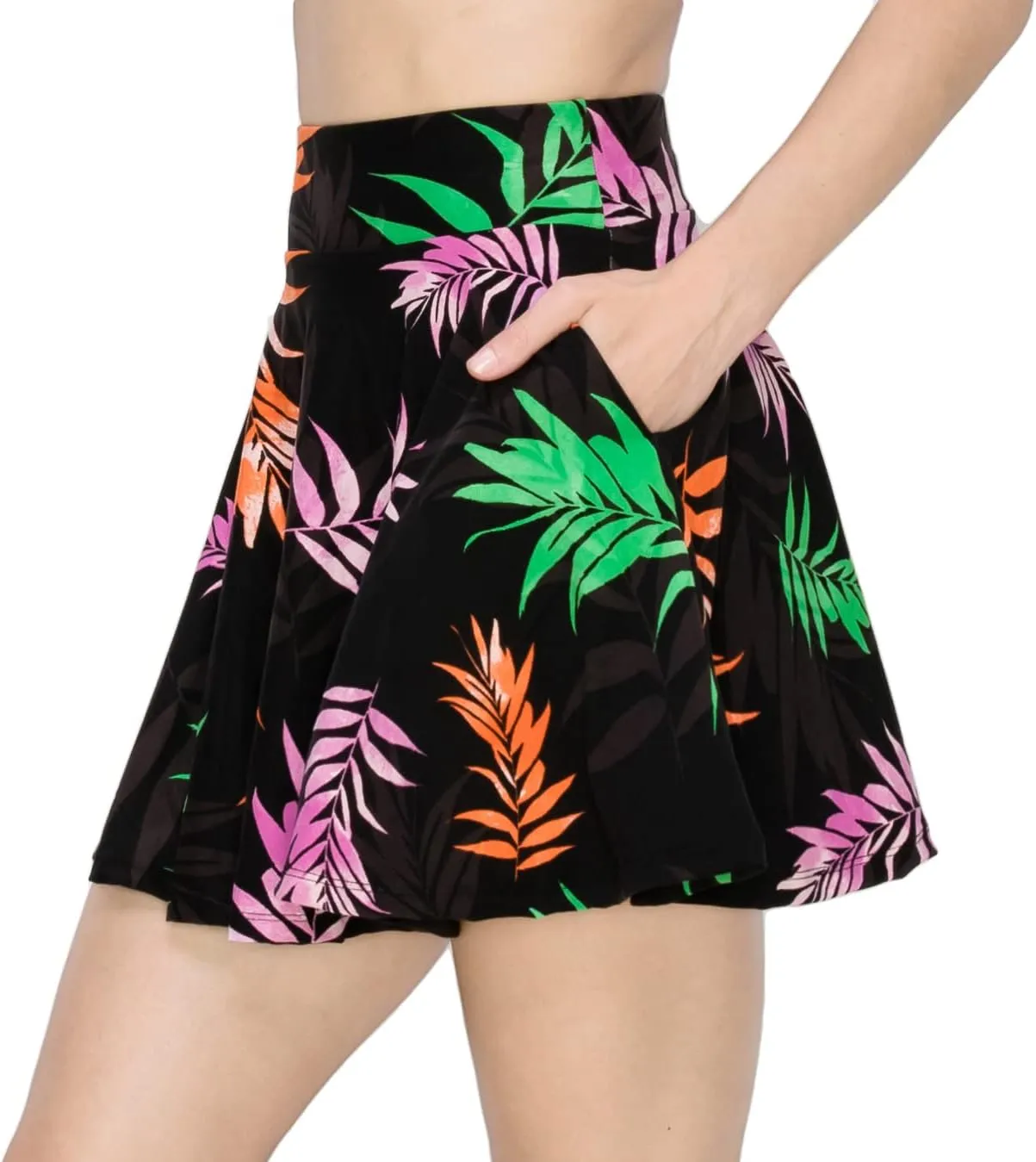 ALWAYS Women's Flared Mini Skater Skirt - High Waist Casual Stretch Basic Pleated Tennis Skirt