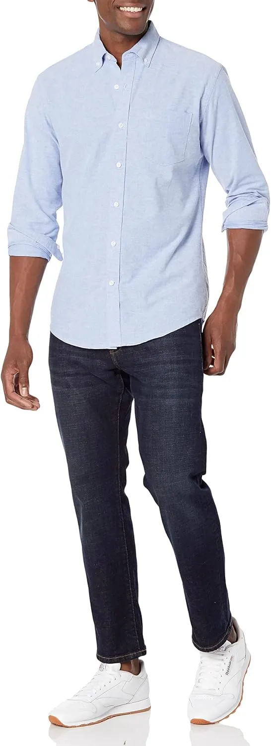 Amazon Essentials Men's Long Sleeve Shirts Casual - Regular-Fit Pocket Oxford