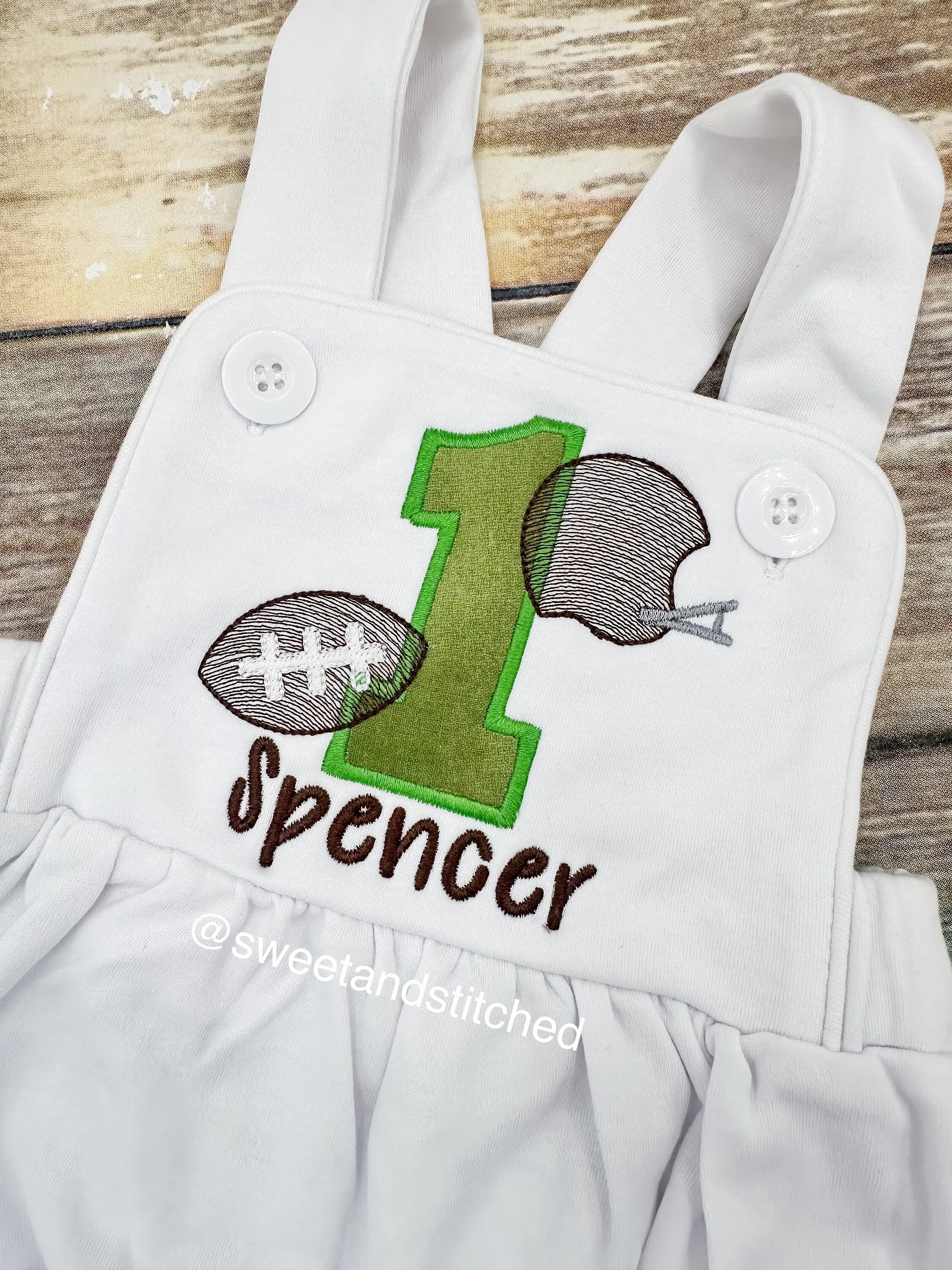 Baby Boys football themed Birthday romper, boys sports cake smash outfit, 1st birthday outfit