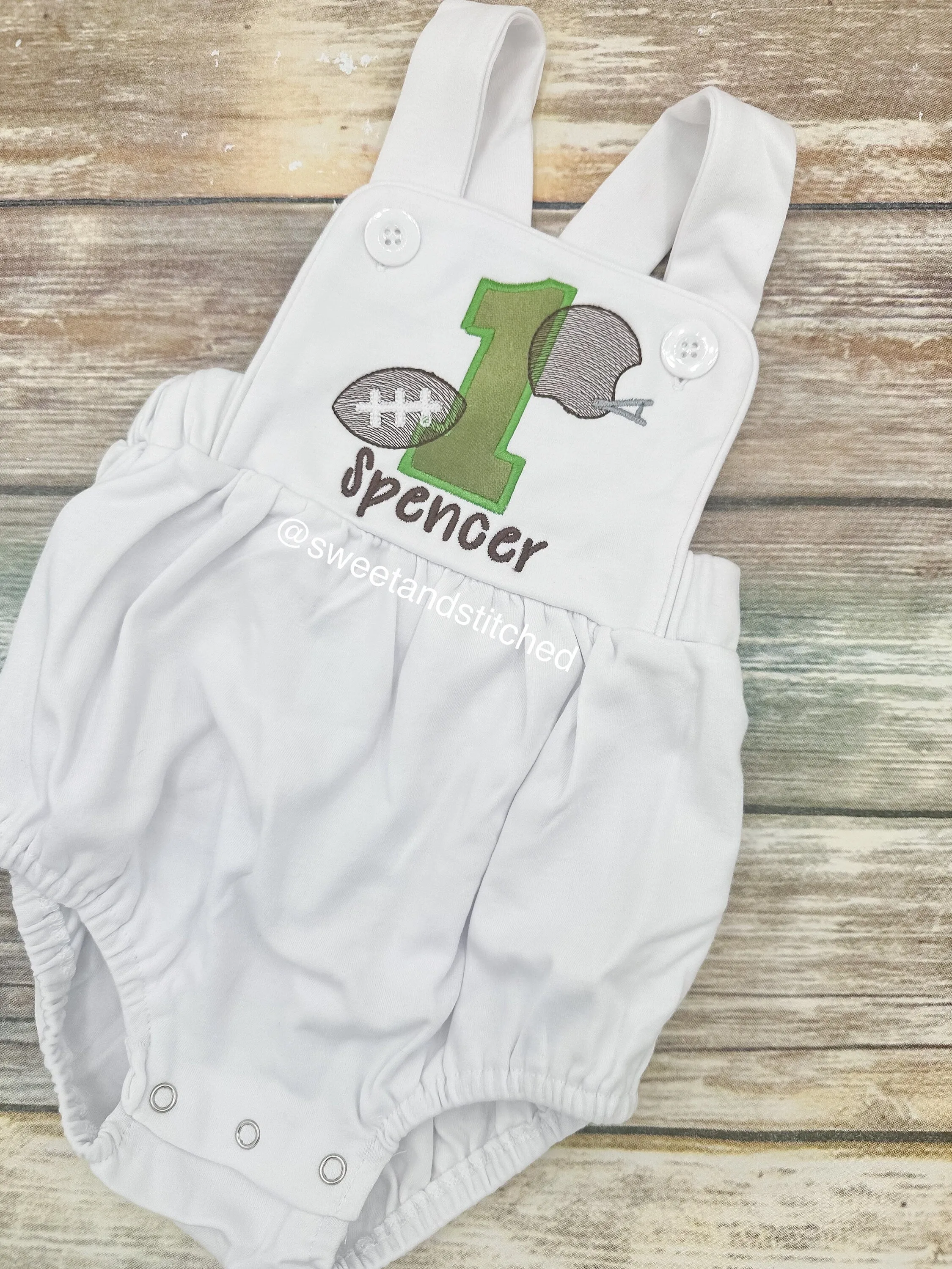 Baby Boys football themed Birthday romper, boys sports cake smash outfit, 1st birthday outfit