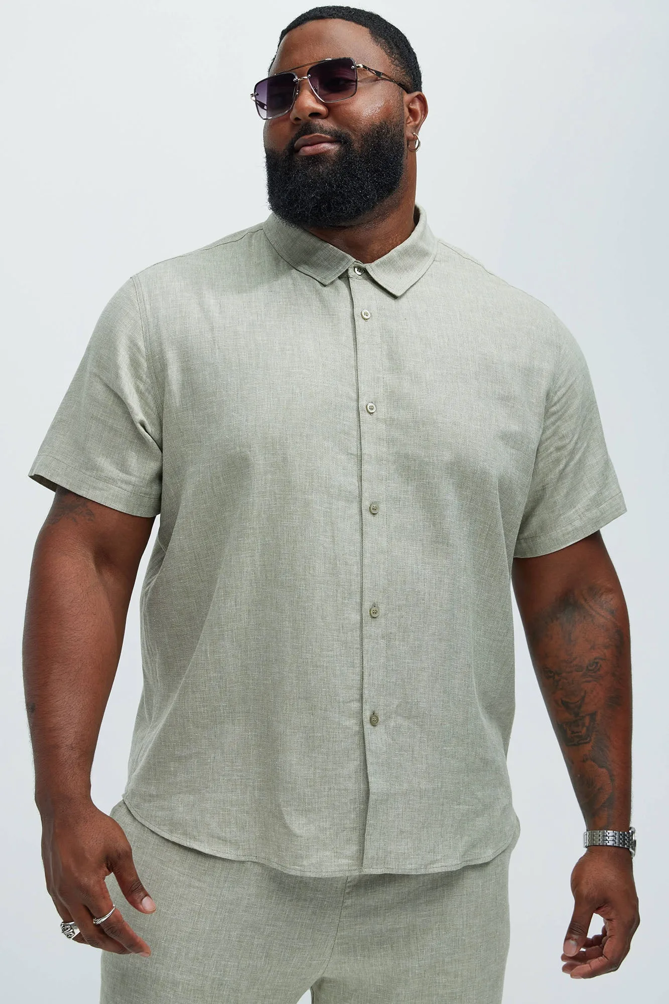 Bahamas Linen Classic Button Up Shirt - Green