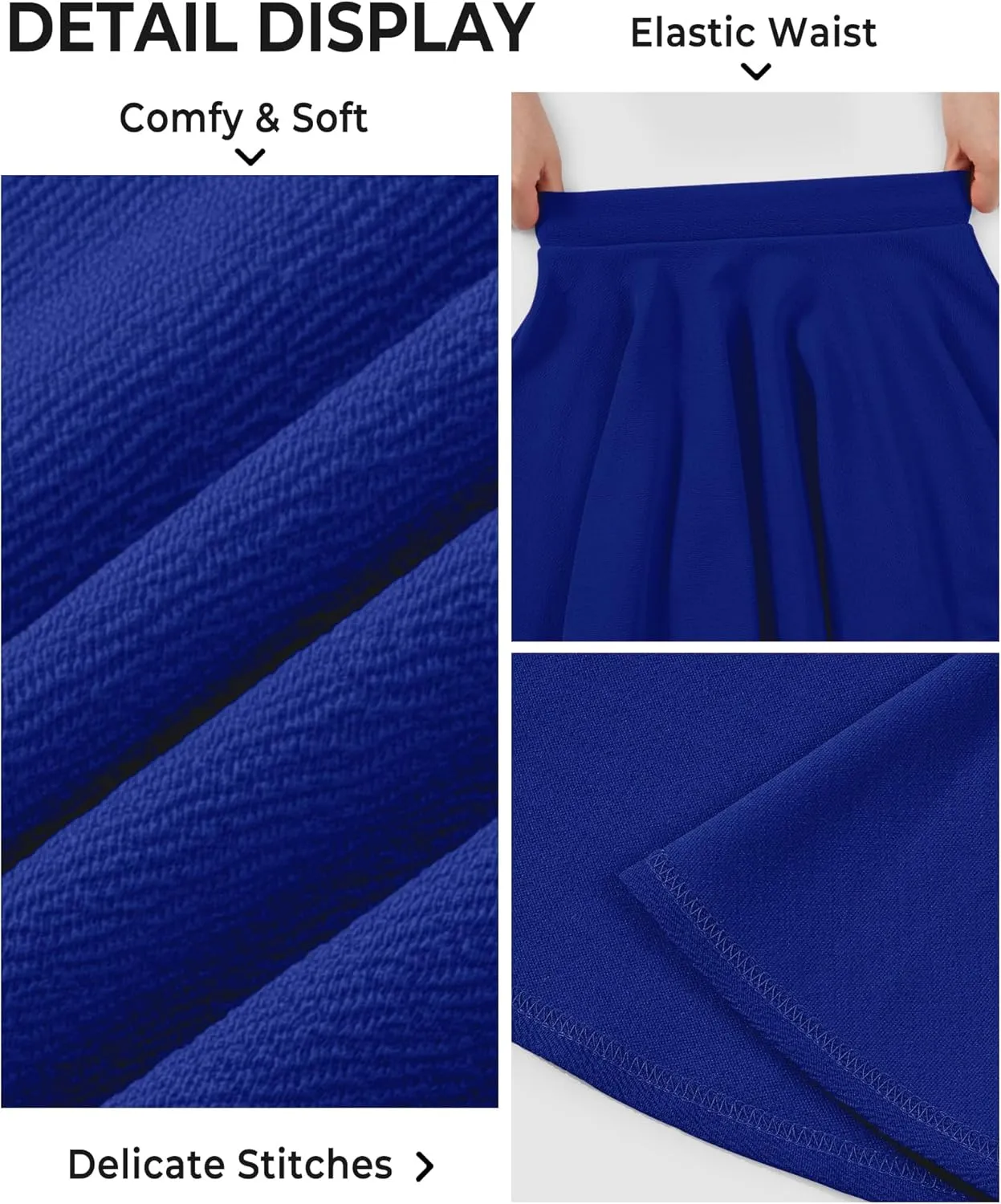 BOOPH Kids Girls Skirt Casual Mini Flare Plain Pleated Stretch Waist Skater Uniform Skirts