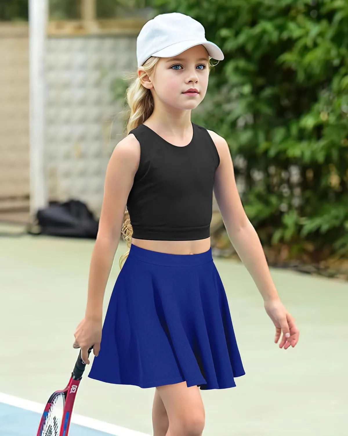BOOPH Kids Girls Skirt Casual Mini Flare Plain Pleated Stretch Waist Skater Uniform Skirts