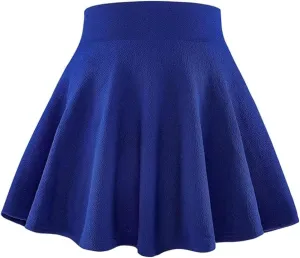 BOOPH Kids Girls Skirt Casual Mini Flare Plain Pleated Stretch Waist Skater Uniform Skirts