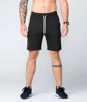 Born Tough Zippered Black Bodybuilding Cargo Shorts for Men