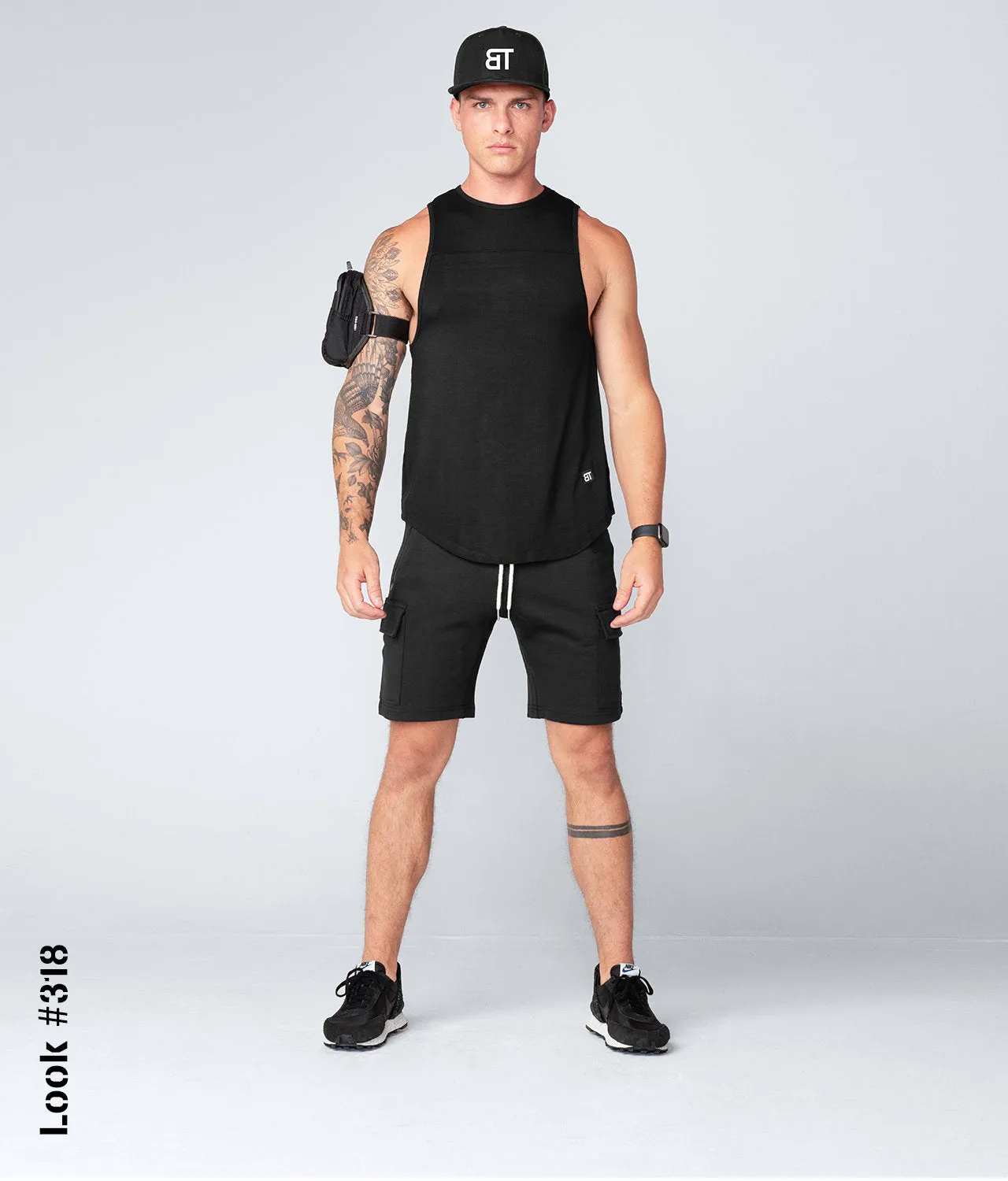 Born Tough Zippered Black Bodybuilding Cargo Shorts for Men