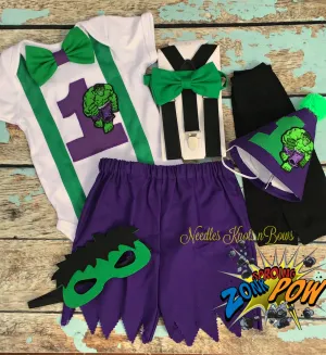 Boys 1st Birthday Outfit, Incredible Hulk Cake Smash Outfit