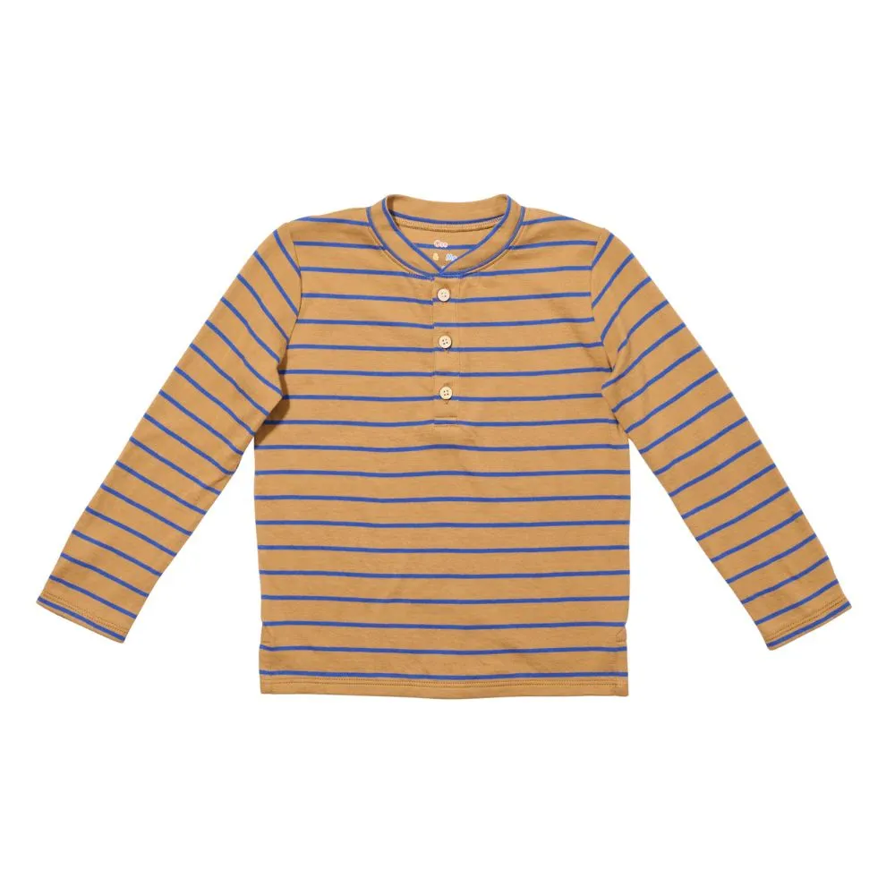 Camel Fine Stripe Henley T-Shirt