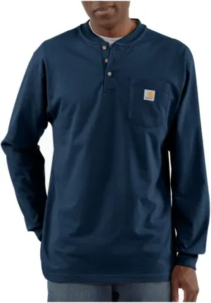 Carhartt Mens Loose Fit Heavyweight Long-Sleeve Pocket T-Shirt (Big and Tall) Henley Shirts, Navy, 3X-Large Tall US
