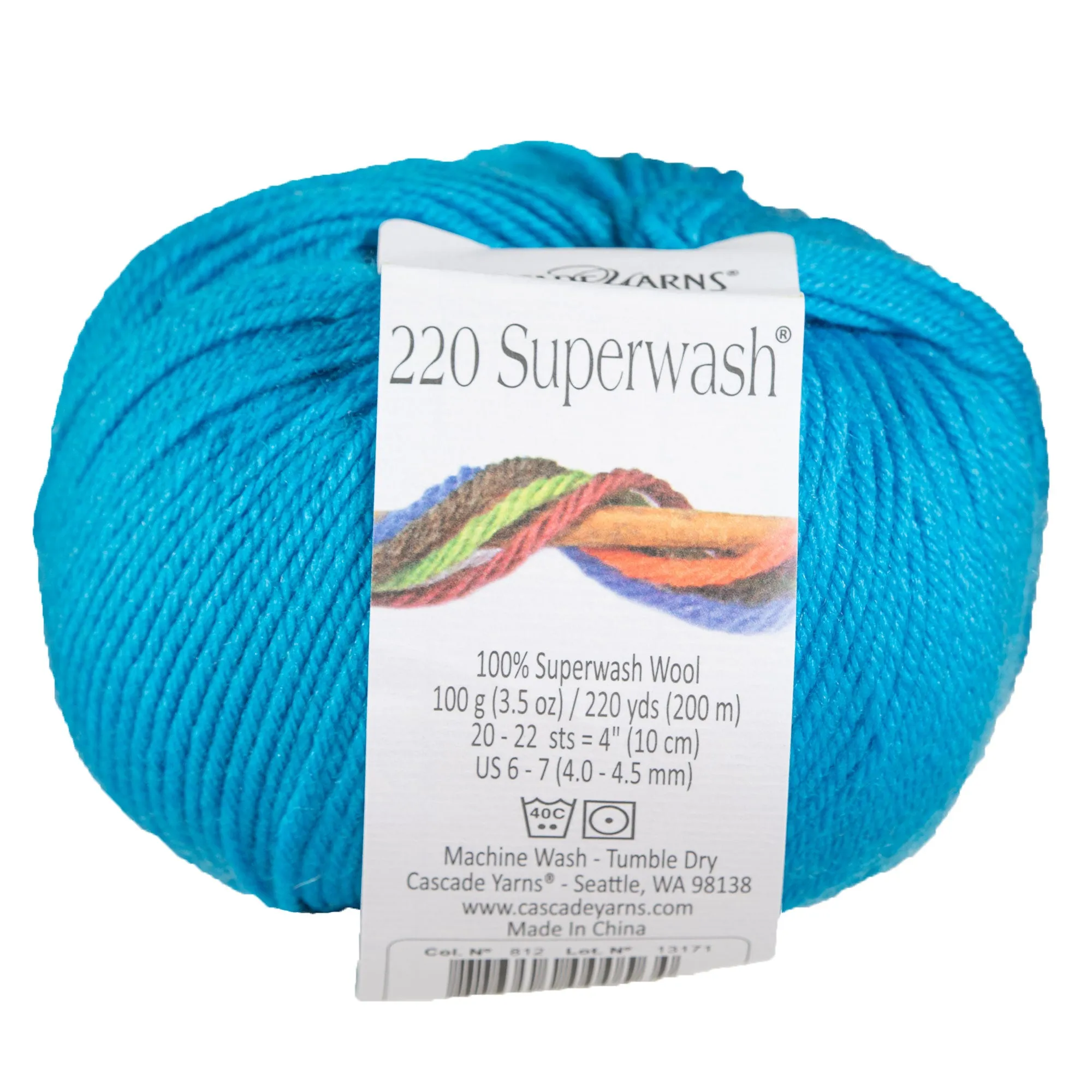 Cascade Yarns 220 Superwash Yarn - 0812 Turquoise