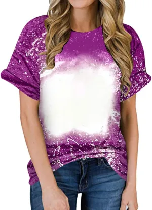 Ceboyel Womens Sublimation T Shirts Multiple Sizes Bleached Tees Tops Short Sleeve Vintage Tshirts Funny Cute DIY Clothes