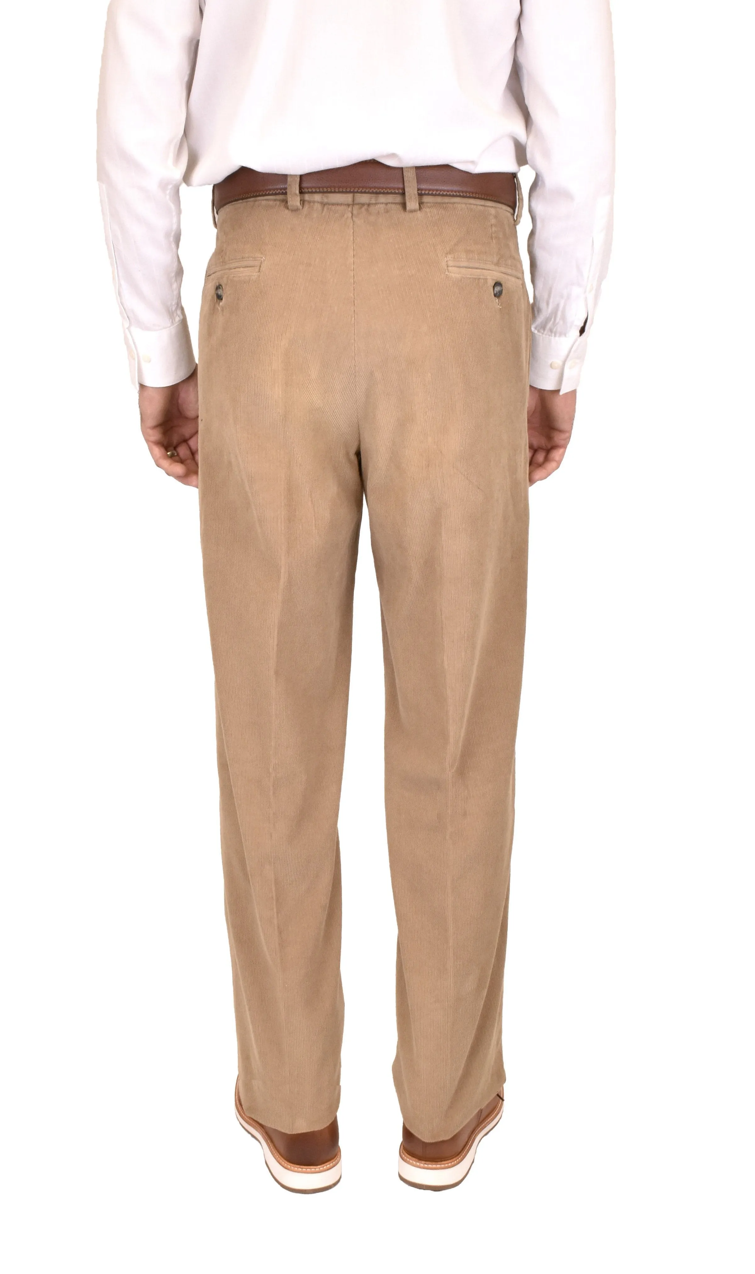 Charleston Khakis 14 Wale Stretch Corduroy, Khaki Tan<br>Flat Front<br>Regular Rise