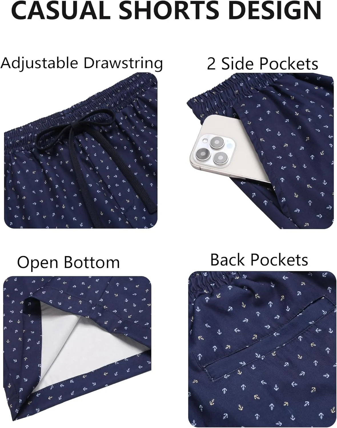 COOFANDY Men's Casual Drawstring Shorts Lightweight Elastic Waist Walking Shorts with Pockets