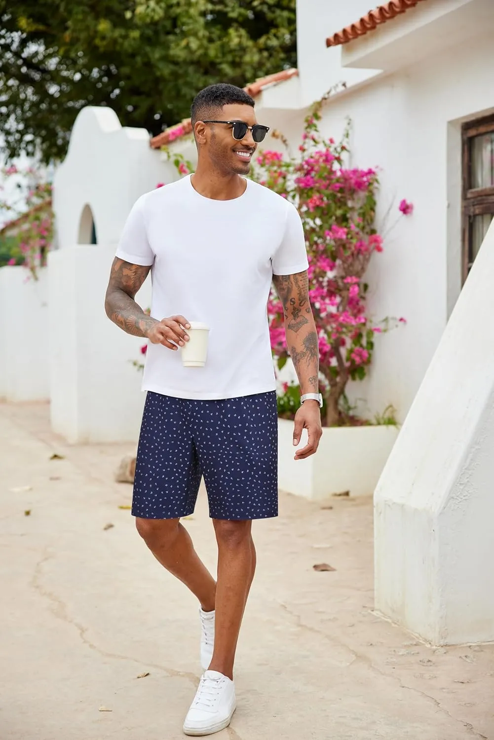 COOFANDY Men's Casual Drawstring Shorts Lightweight Elastic Waist Walking Shorts with Pockets