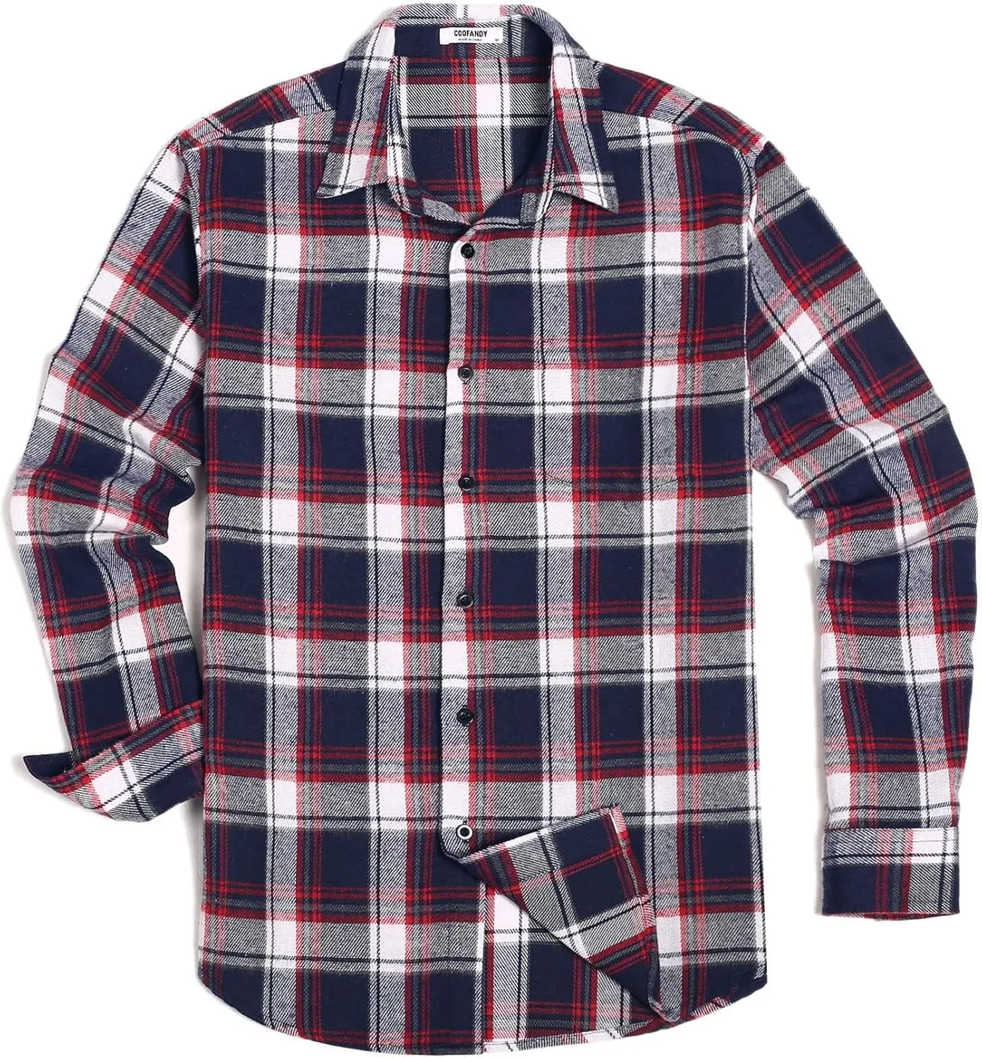 COOFANDY Mens Flannel Shirts Long Sleeve Button Down Shirt with Pocket Casual Shirts Work Shirts for Men