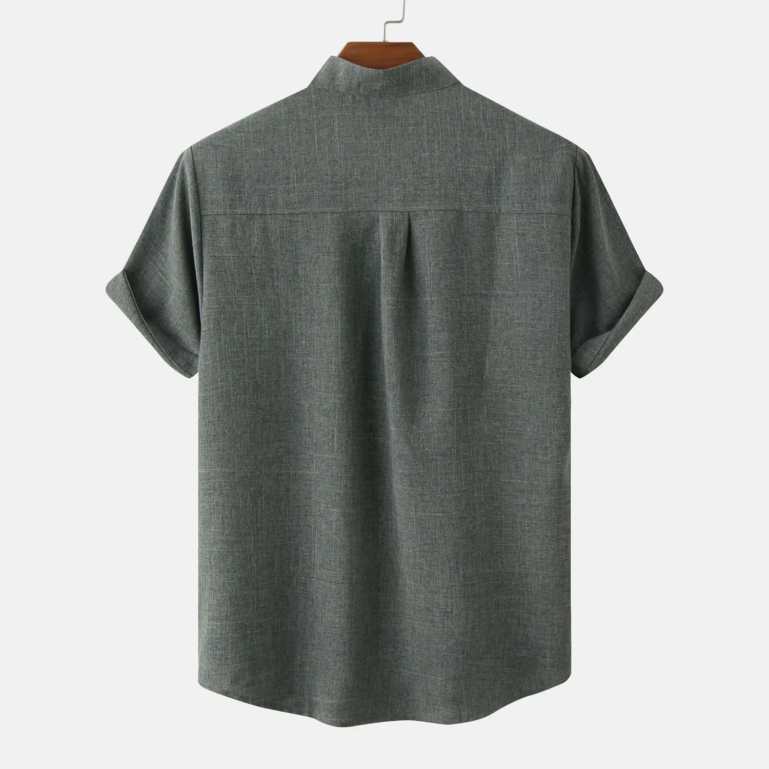 Cotton Linen Shirts for Men Casual Loose Shirts Lightweight Short Sleeve Button Down Beach Hawaiian Shirts Pockets