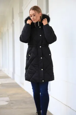 Double Second Lux Satin Long Puffer Coat