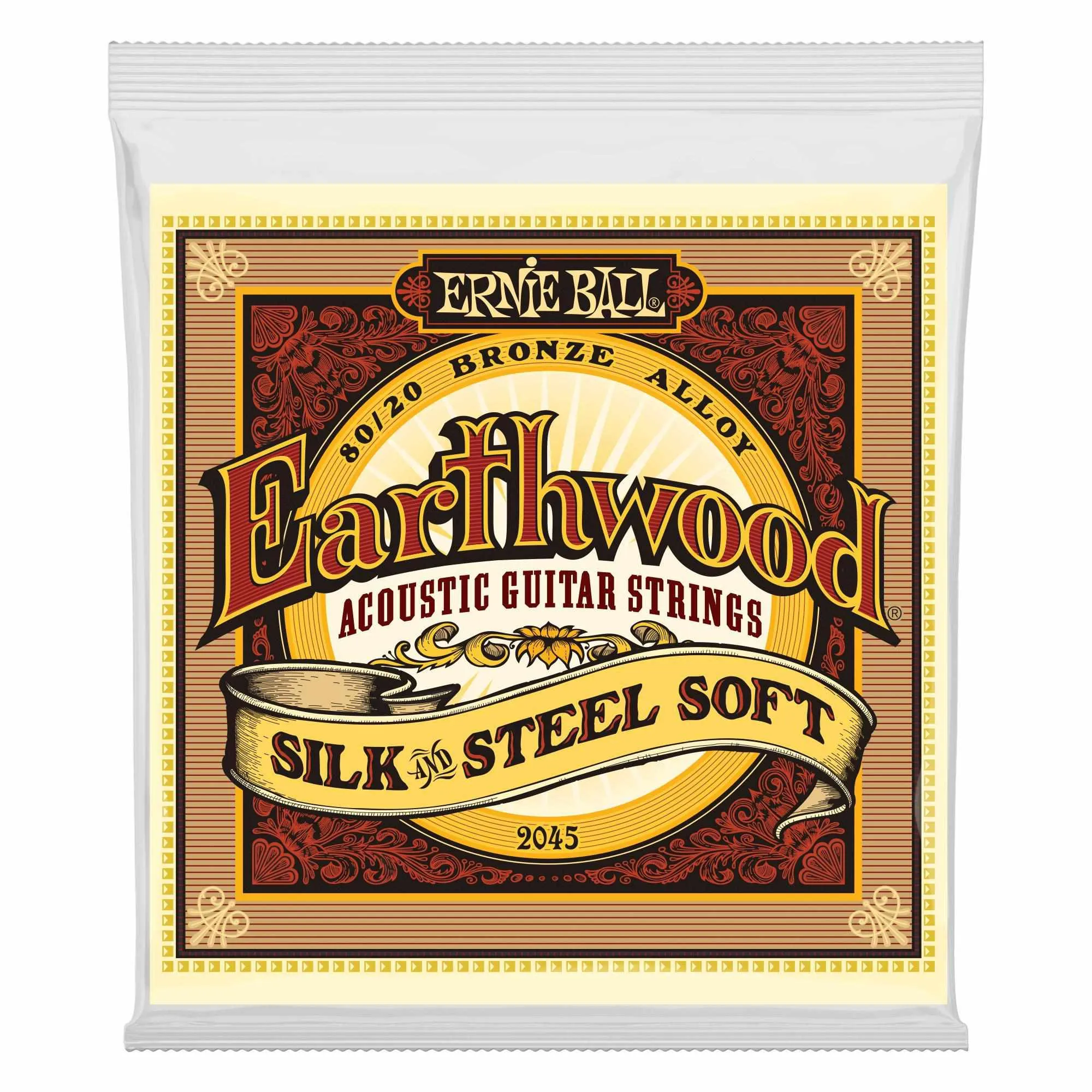 Ernie Ball Earthwood Silk and Steel Soft 80/20 Bronze Acoustic Guitar String, 11-52 Gauge