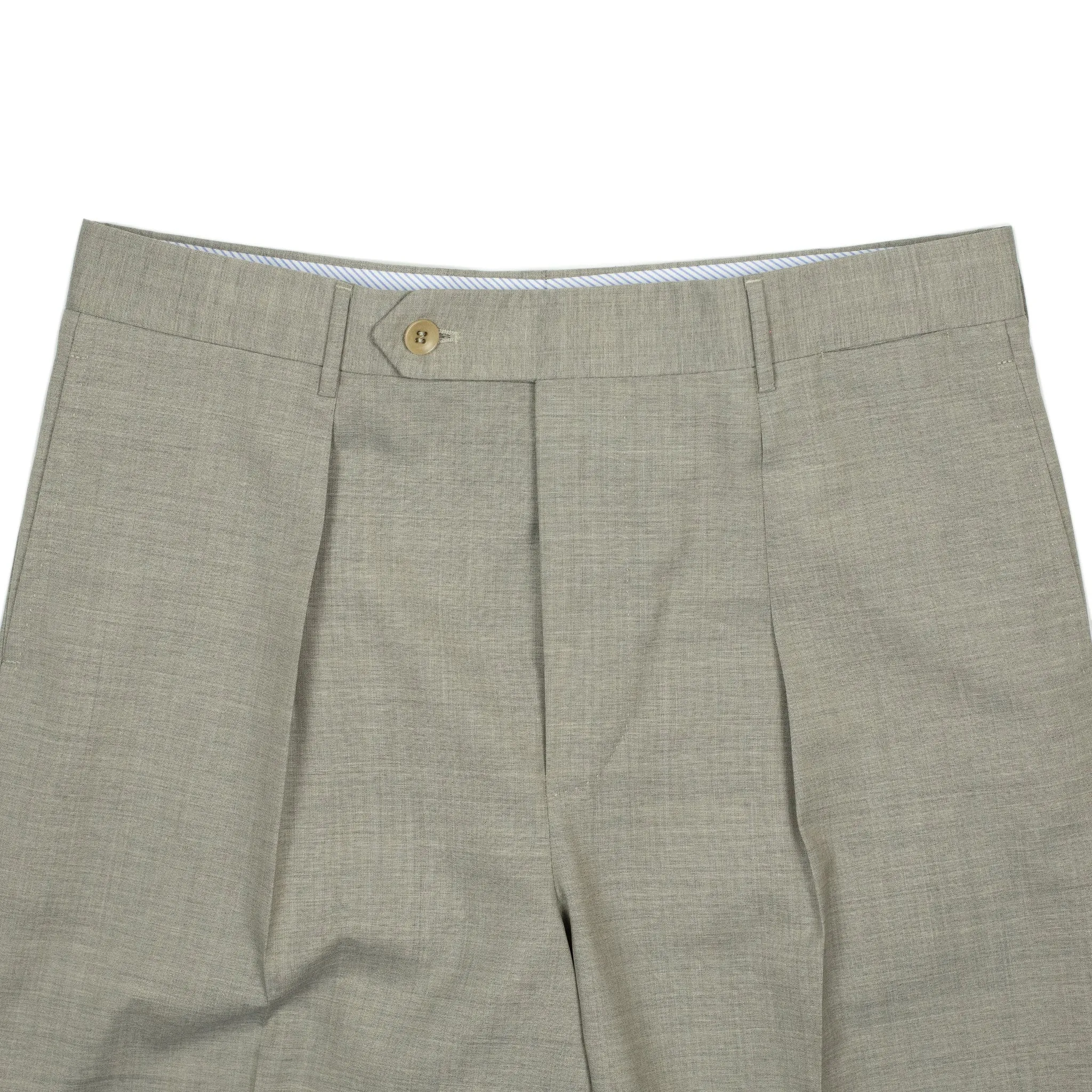 Exclusive Manhattan single-pleated high-rise wide trousers in oatmeal tropical wool (restock)