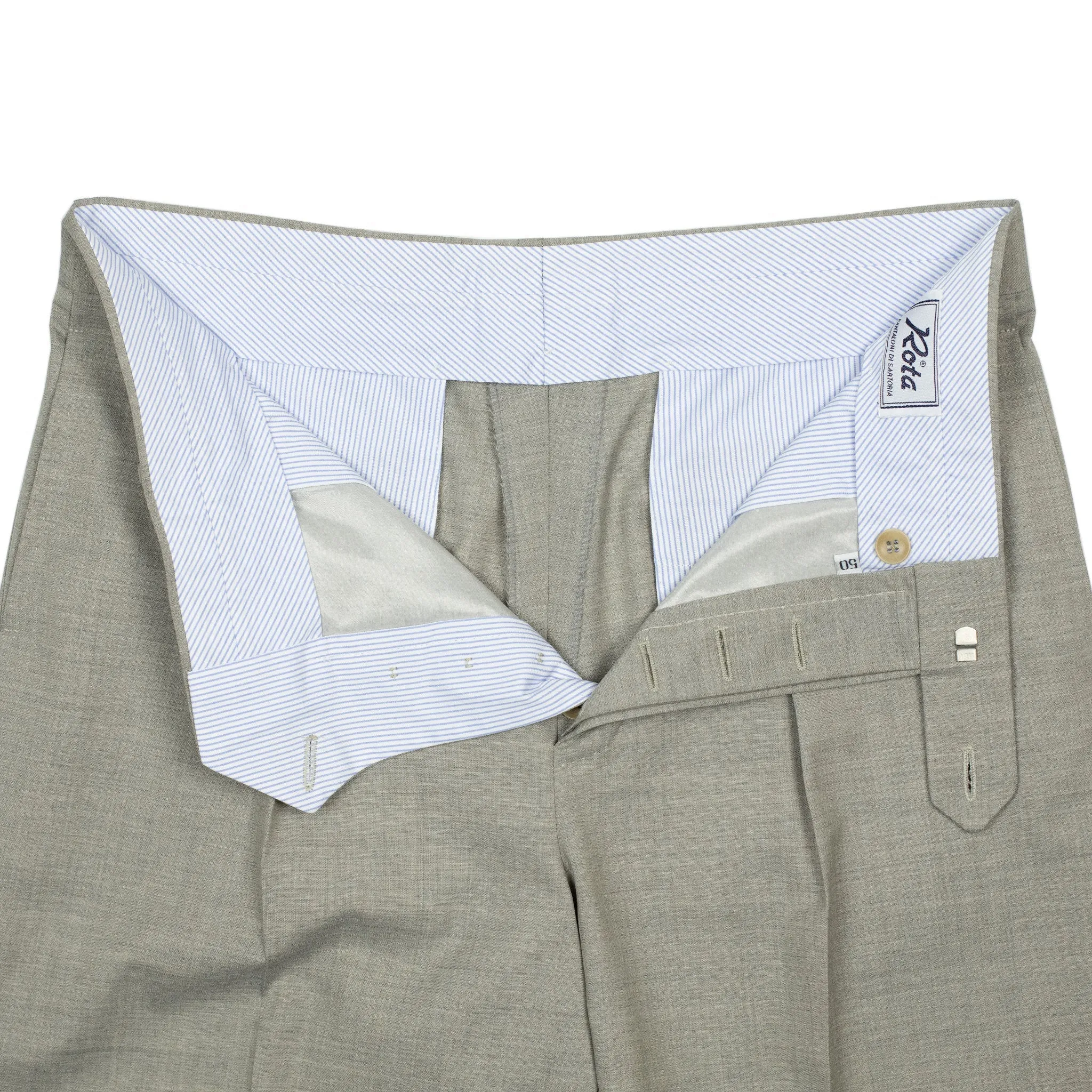 Exclusive Manhattan single-pleated high-rise wide trousers in oatmeal tropical wool (restock)