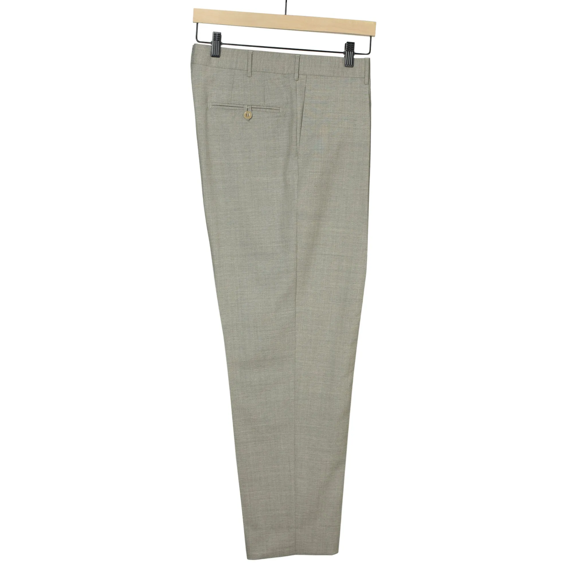 Exclusive Manhattan single-pleated high-rise wide trousers in oatmeal tropical wool (restock)