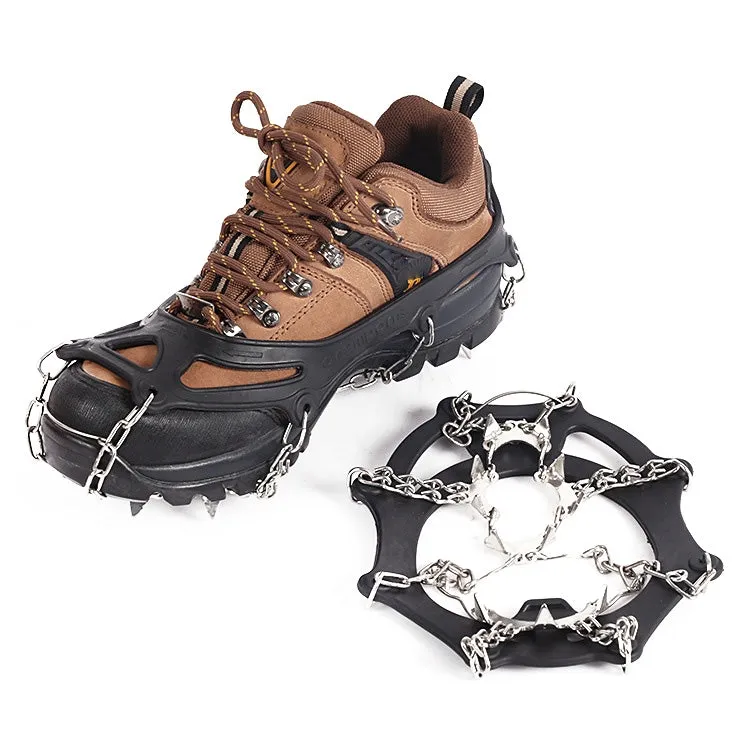 F11-1 11 Teeth 201 Stainless Steel Outdoor Snow and Ice Mountaineering Non-slip Shoes Cover(L Orange)