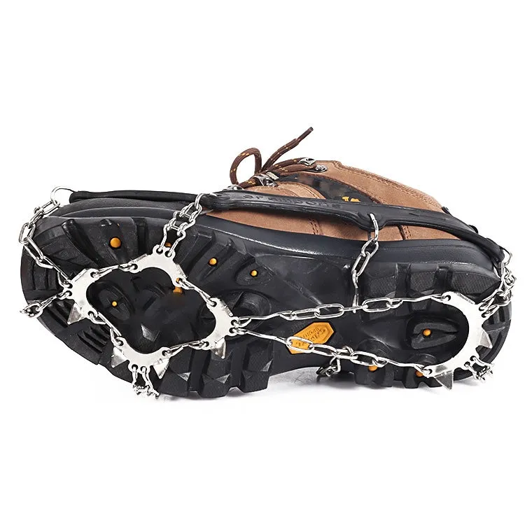 F11-1 11 Teeth 201 Stainless Steel Outdoor Snow and Ice Mountaineering Non-slip Shoes Cover(L Orange)