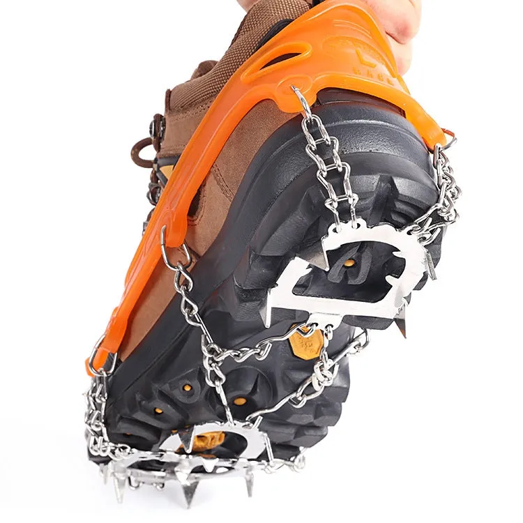 F12-3 12 Teeth Snow Anti-slip Rubber Shoe Cover Stainless Steel Welded Ice Grip, Size: M Orange