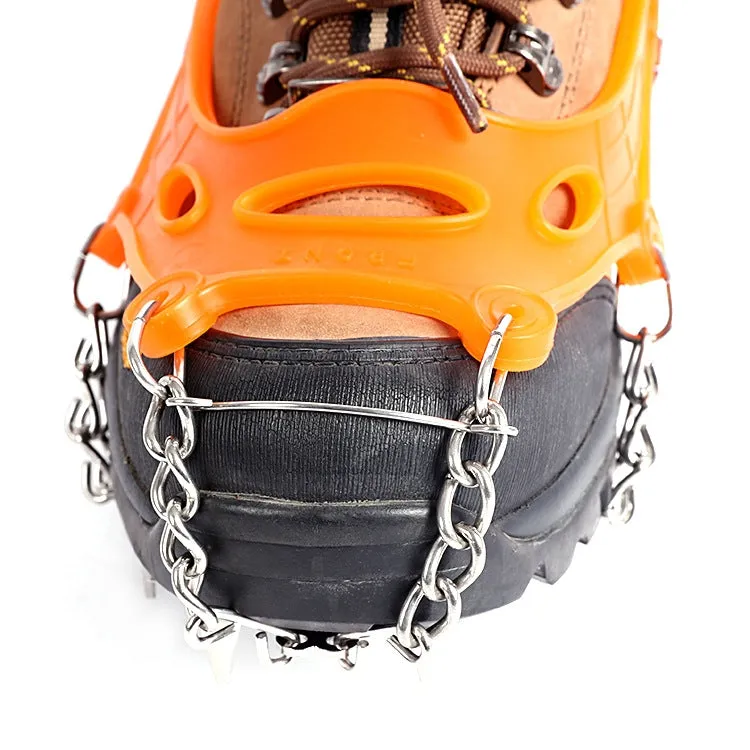 F12-3 12 Teeth Snow Anti-slip Rubber Shoe Cover Stainless Steel Welded Ice Grip, Size: M Orange