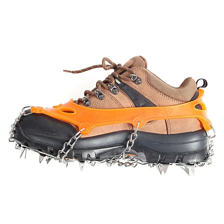 F12-3 12 Teeth Snow Anti-slip Rubber Shoe Cover Stainless Steel Welded Ice Grip, Size: M Orange