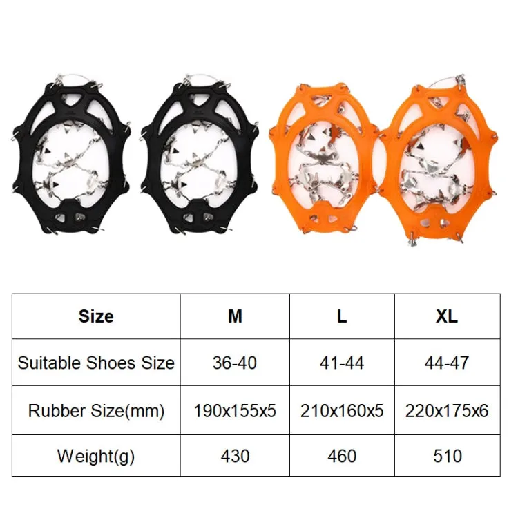 F26-2 26 Teeth Snow Mountain Non-slip Shoes Cover 201 Stainless Steel Ice Claws, Size: XL Orange