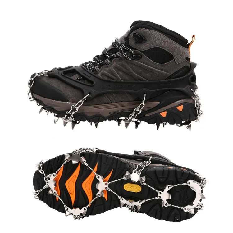 F26-2 26 Teeth Snow Mountain Non-slip Shoes Cover 201 Stainless Steel Ice Claws, Size: XL Orange