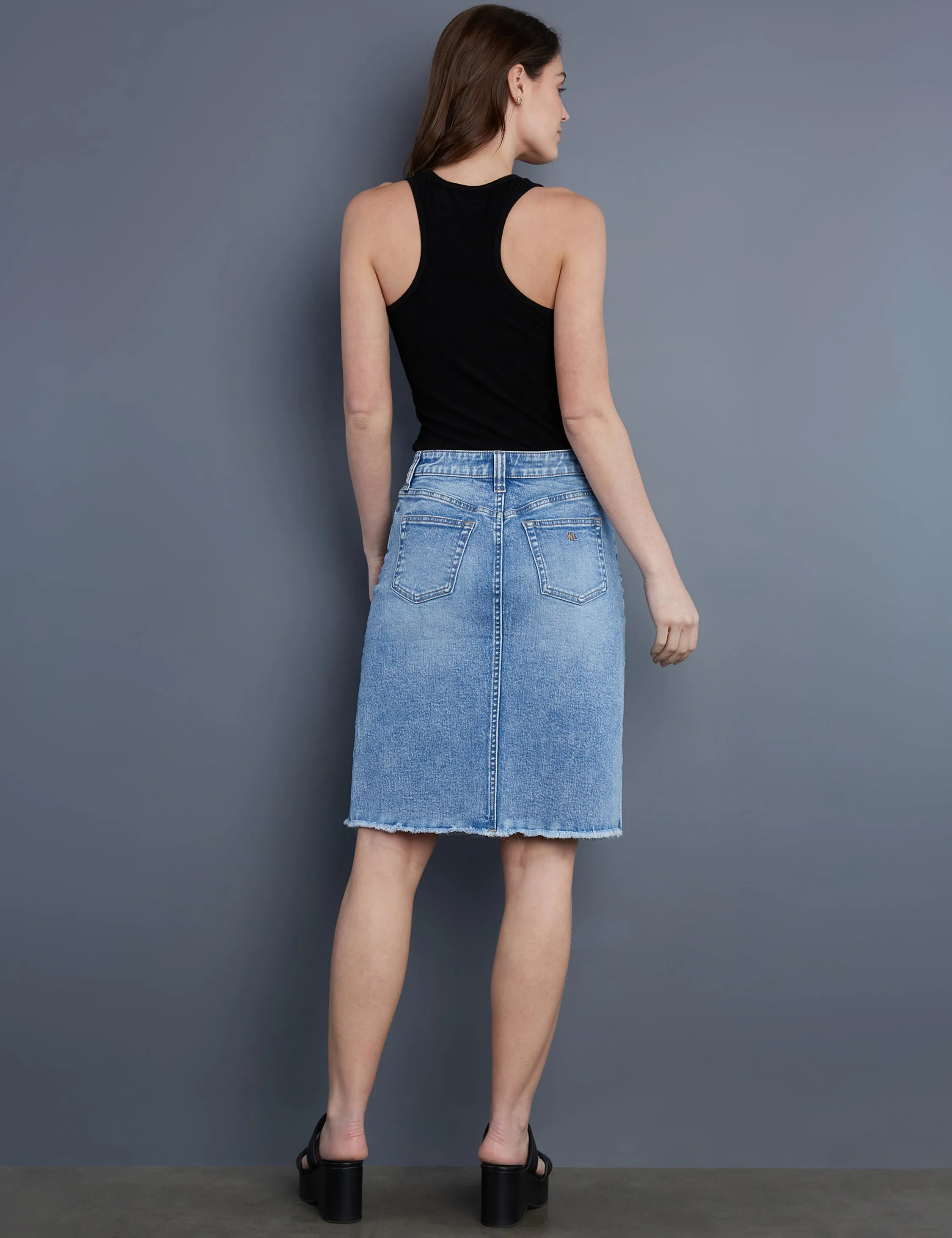 Fray Hem Short Jean Skirt