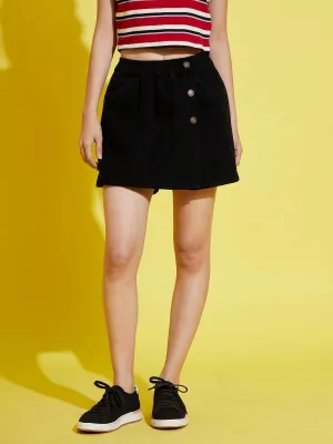 Girls Black Denim Skorts - Lyush Kids