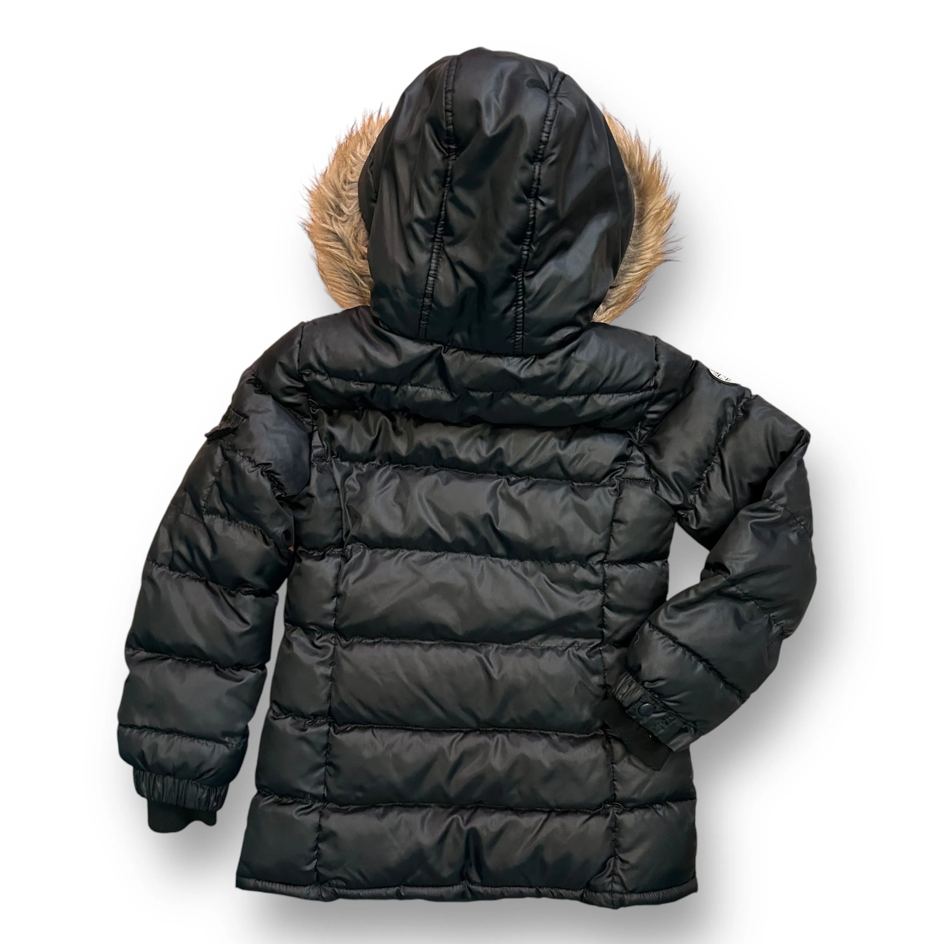 Girls Justice Size 10 Black Winter Puffer Coat with Fur Hood