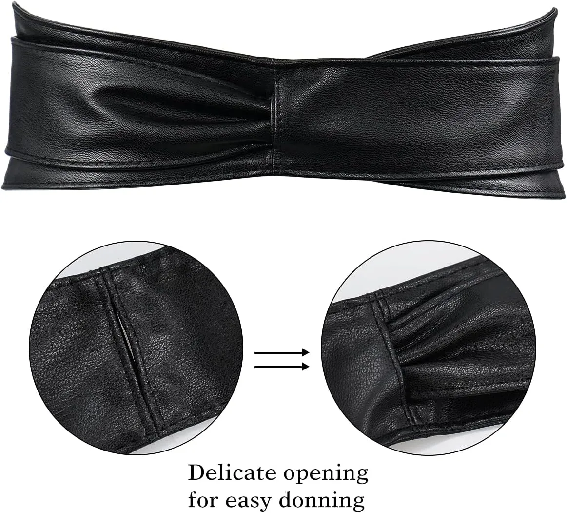 Glamorstar Wrap Belts for Women Dresses Wide Leather Cinch Tie Knot Waist Belts