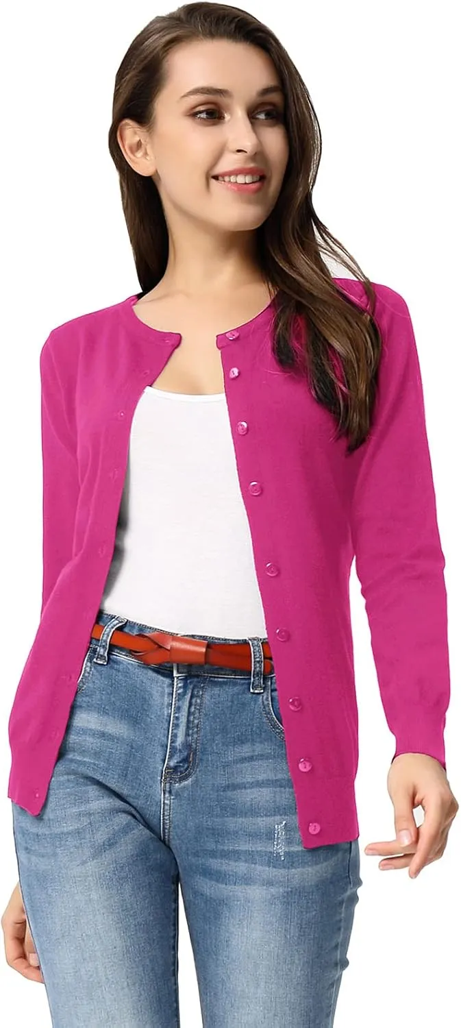 GRACE KARIN Women's Classic Long Sleeve Knit Cardigan Sweaters Casual Open Front Button Down Cardigan S-3XL