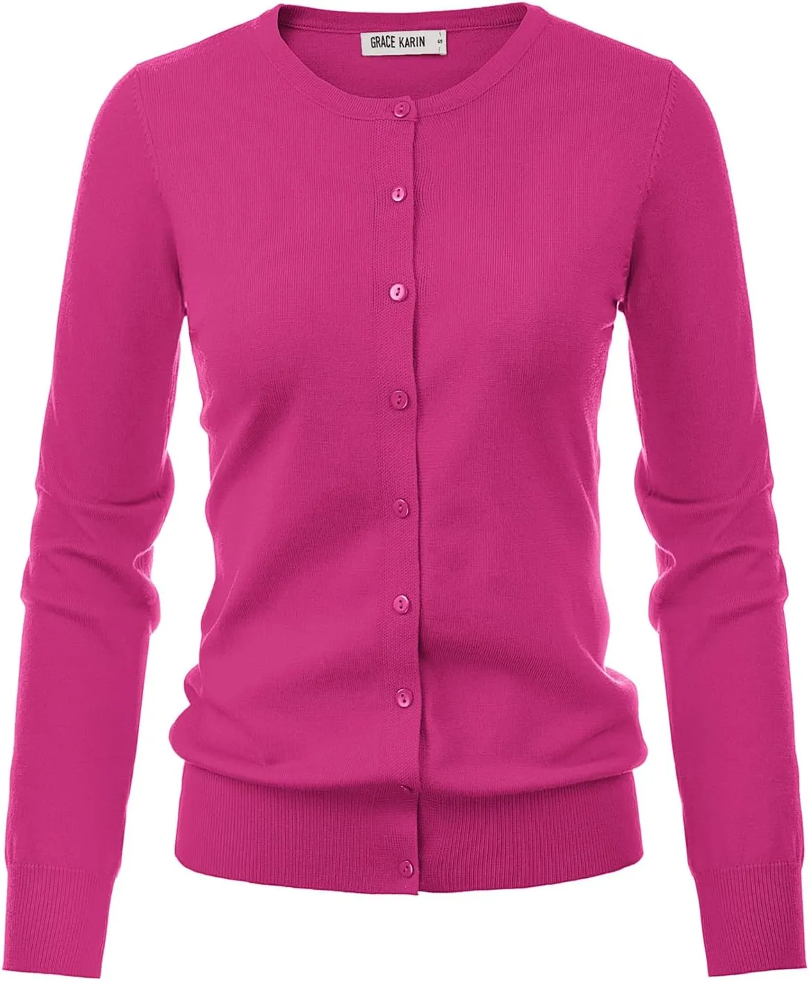 GRACE KARIN Women's Classic Long Sleeve Knit Cardigan Sweaters Casual Open Front Button Down Cardigan S-3XL
