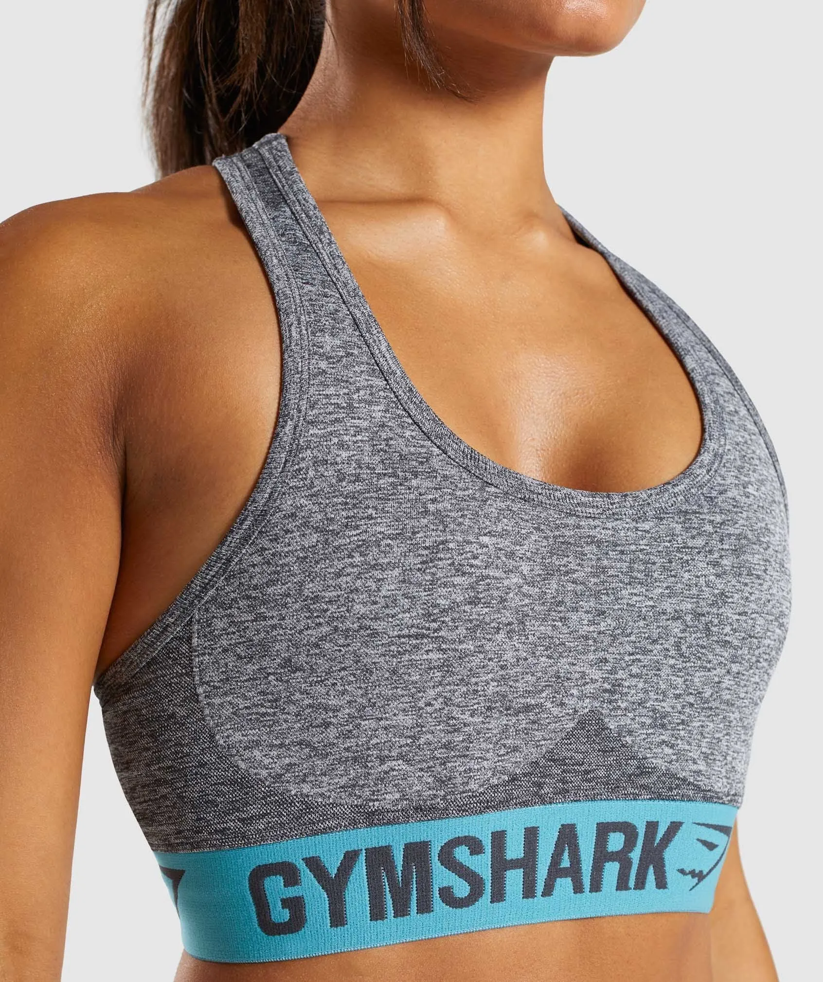 Gymshark Flex Sports Bra - Charcoal Marl/Dusky Teal
